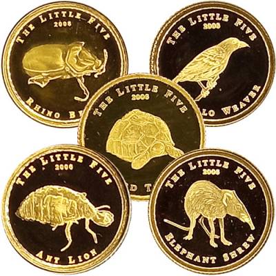 5 x 1/2 gramm Set - Goldmünzen The Little Five Palau polierte Platte 2006