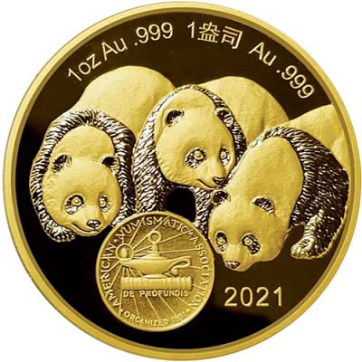 Goldmünze 1 oz China Panda ANA Show Panda Windy City Proof 2021