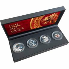 Silber Jahr des Drachen 4 Coin Fractional Set 2024