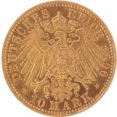 Goldmünze 10 Reichsmark Wilhelm II Preußen 1896 A