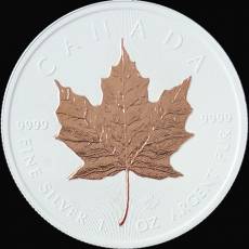 1 Unze Silbermünze Maple Leaf White Cerafine Rosegold 2024